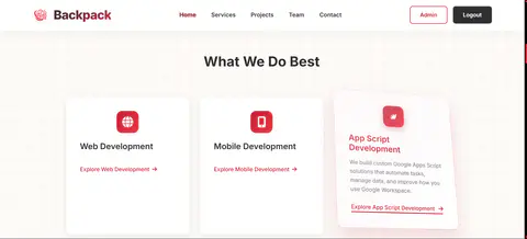 Screenshot of Backpack-Website